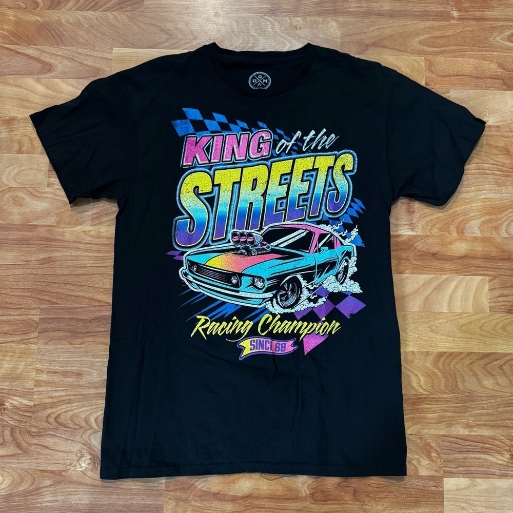 King of the Streets T Shirt Mens Med Cotton Black Tshirt Racing Champion Hot Rod